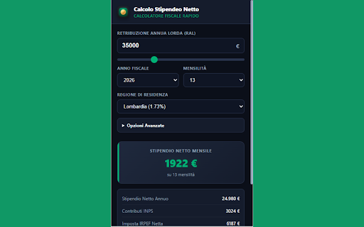 Calcolo Stipendeo Netto :: Un calcolatore rapido e preciso per lo stipendio netto in Italia basato sulla RAL.
