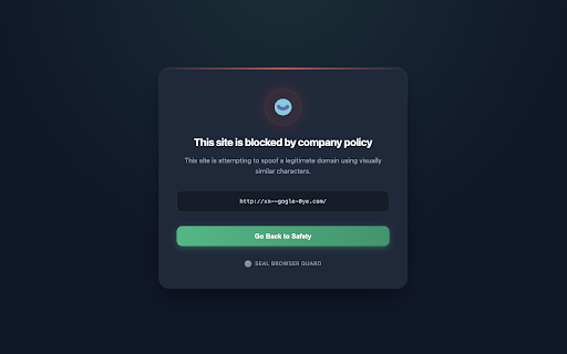 Seal Browser Protection :: Enterprise-grade browser protection. Blocks phishing, malicious redirects, and tracks endpoint risk. Powered by Seal.