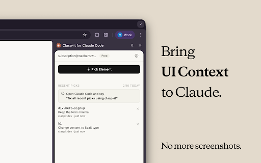 Clasp-it :: Pick any webpage element and send its context to your AI editor via MCP