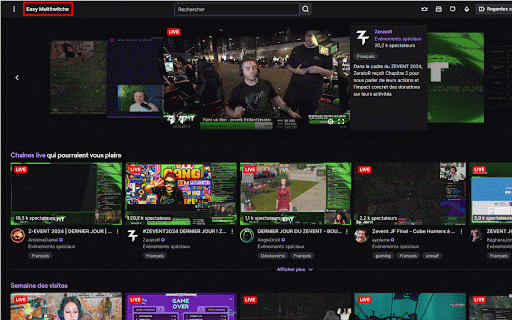 Easy Multitwitch :: Simplifiez l'ouverture de vos streams Twitch préférés dans MultiTwitch.