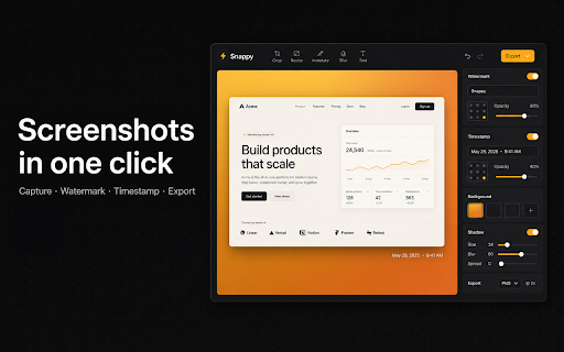 Snappy :: Capture, watermark, and timestamp gorgeous screenshots in one click, then drop them on a stylish backdrop.