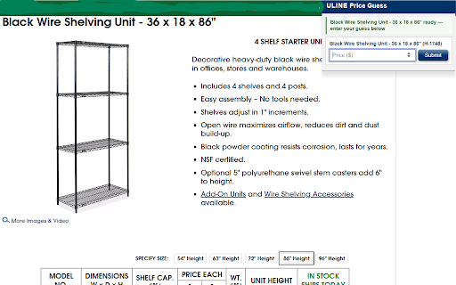 ULINE Game :: Guess the price of ULINE products on uline.com.