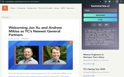 Summarize.ai :: Use AI to summarize any article or webpage content instantly with a single click.