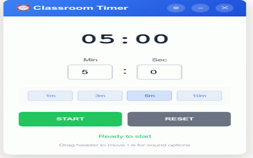 Draggable Classroom Timer :: A draggable countdown timer that floats on any webpage - perfect for classroom activities