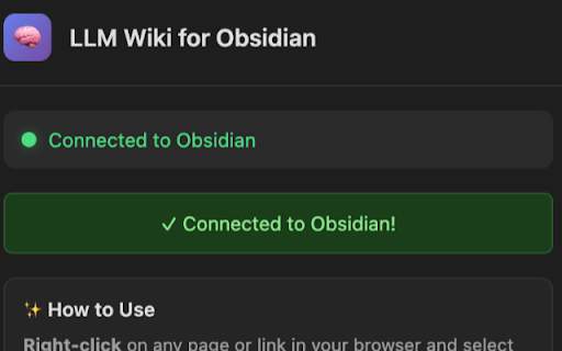 LLM Wiki for Obsidian :: Send URLs from your browser to Obsidian LLM Wiki plugin.