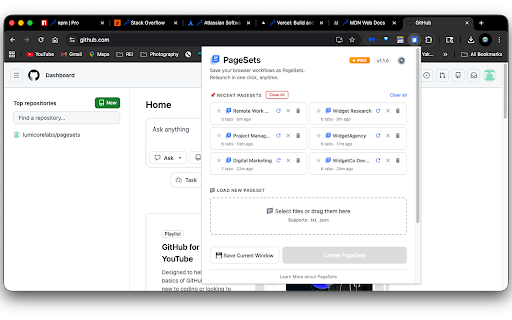 PageSets :: Save and relaunch your Chrome tab groups as named workspaces. One click and you're back.