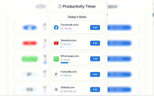 Productivity Timer :: Track time spent on distracting websites with daily limits and visual warnings