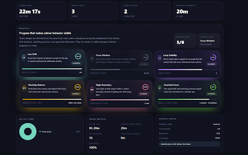 Digital Presence Companion :: Local bridge for Digital Presence Desktop. Captures browser hostnames only — no content, no cloud. All data stays on your device.