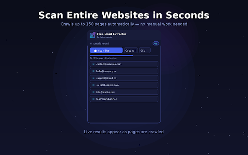 Free Email Extractor – Bulk Email Finder & Scraper :: Extract, copy & export all email addresses from any webpage instantly. Free bulk email scraper for lead generation & outreach.