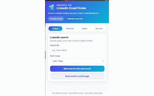 Linkedin SendEmailPro :: Extract emails from LinkedIn posts and manage outreach lists for SendEmail Pro.