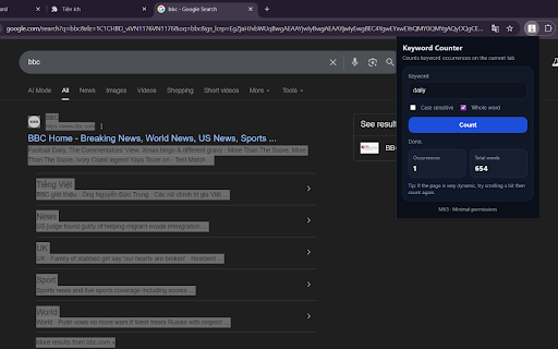 Keyword Counter (Simple) :: Count how many times a keyword appears on the current page.