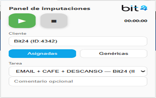 Bit24 Time Tracker :: Cronometra tareas vinculadas a compañías y registra elapsed time en Bitrix24.