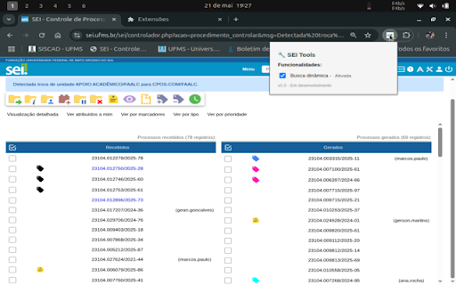 SEI Tools :: Extensão que adiciona melhorias ao SEI, como busca dinâmica e organização de processos.