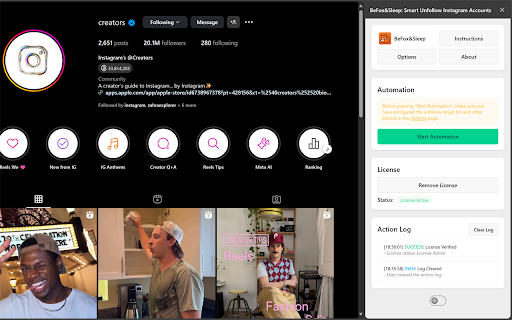 BeFox&Sleep: Smart Unfollow Instagram Accounts :: Automate Instagram: unfollow non-followers, follow new users, view stories & DM new followers. Privacy-focused, local processing