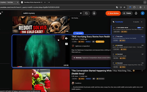 TubeKRadar — YouTube SEO Tools, Tags, Stats & Niche Finder :: YouTube stats overlays, Niche Scan and one-click video data export.
