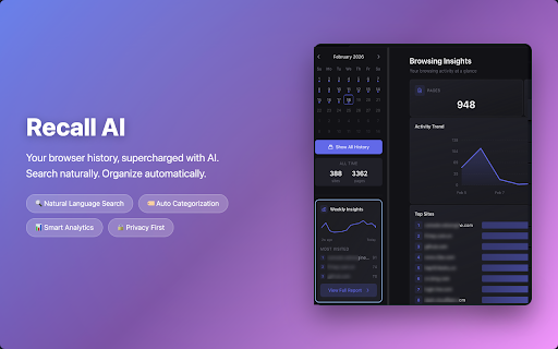 Recall AI :: AI-powered browser history management - search, categorize, and summarize your browsing history