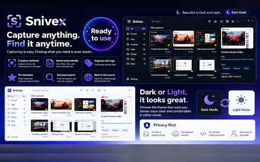 Snivex - Screenshot Organizer :: Capture any part of a page, mark it up, and find it again with tags, folders, and search. Your captures stay on your device.