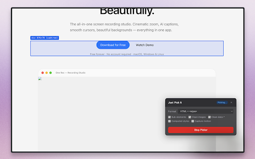 GrabCSS :: Copy any element as clean HTML + CSS or Tailwind from any website