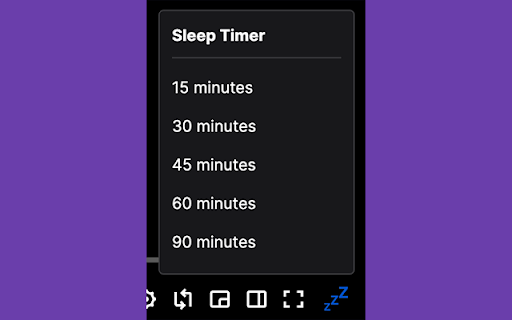 Twitch Sleep Timer :: Basic timer for Twitch vods. Allows you to set a timer for 15/30/45/60 minutes and will pause the video after the timer ends.