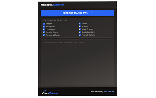 Markdown Extractor :: Extract main content from web pages and convert to clean markdown