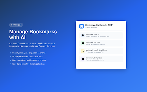 Chromium Bookmarks MCP :: Give AI agents real-time read/write access to your bookmarks via MCP