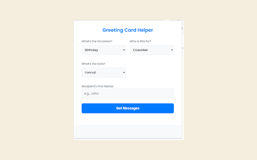 Greeting Card Helper :: Suggests the perfect, personalized message to write in a greeting card.