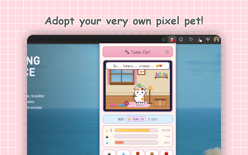 Tama-Cat: Virtual Pet Simulator :: A living pixel-art virtual cat pet.
