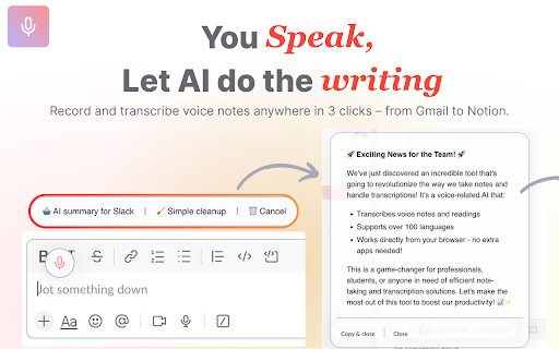 VoiceRecorder.AI - Record thoughts & let AI do the writing on any websites :: VoiceRecorder.AI - Record thoughts & let AI do the writing on any websites