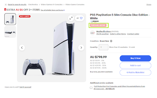 Ebay Sold History Button :: It allows user to see the ebay sold history using the dedicated button, see price and purchase history in details on ebay