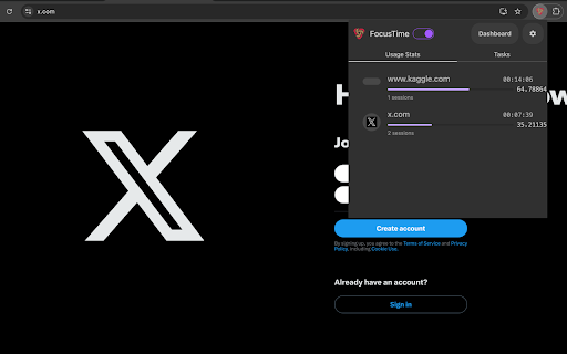 Focus Time :: Track your tasks and be informed on your time usage on websites