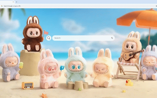 Labubu Beach Live Wallpaper :: Adorable Labubu characters enjoying beach day with colorful outfits and tropical paradise backdrop.