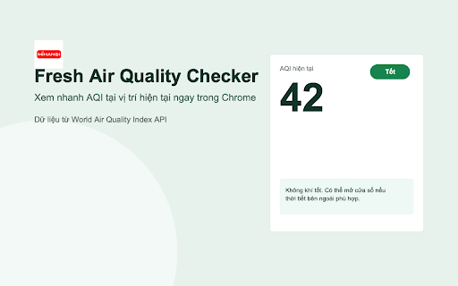 Fresh Air Quality Checker :: Kiểm tra nhanh chỉ số chất lượng không khí (AQI) tại khu vực của bạn ngay trên trình duyệt.