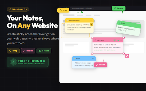 Sticky Notes Pro :: Sticky notes for any webpage — create, organize & sync notes across devices