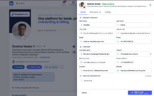 PracticeStacks - Practice Automation Suite :: Save LinkedIn profiles as leads in your PracticeStacks account and auto-fill saved client logins on government portals.