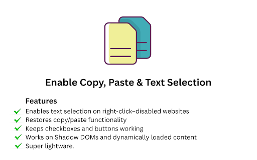 Enable Copy/Paste + Selection :: Popup to enable text selection, copy and paste without breaking checkboxes.
