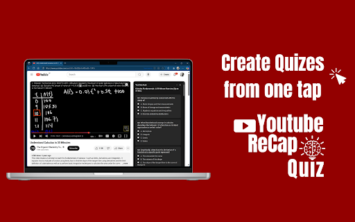 YouTube ReCapQuiz :: Adds a 'Quiz' button on YouTube videos that generates quizzes based on what you've watched, powered by Gemini 2.5.