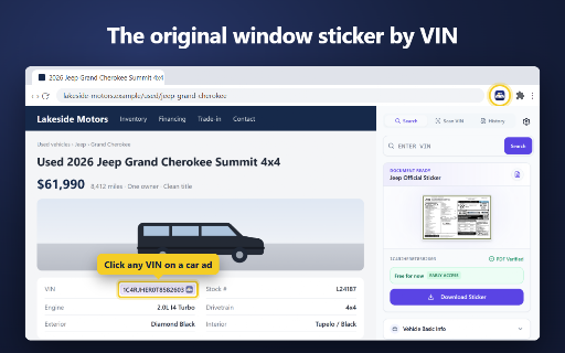 Window Sticker By VIN :: Get the original window sticker by VIN: the Monroney label PDF for 20+ car brands, plus NHTSA recalls and vehicle specs.
