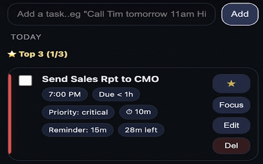 To Do :: A lightweight, To-Do list that helps you get things done. Smart Assistant – Top 3 Tasks ✅ Focus 🎯 Productivity Planner📊