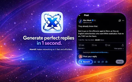 AtomiX - AI Agent for X & Discord :: The ultimate Web3 social agent. Generate contextual, human-like replies on X (Twitter) and Discord instantly.