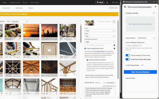 Microstock Autometadata :: Automatically fill image metadata on microstock sites using AI Gemini, OpenRouter, or Maia Router via Side Panel.