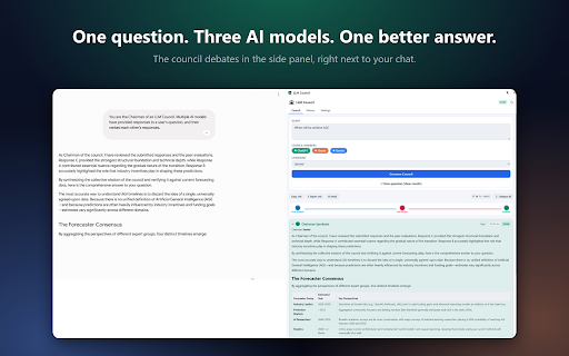 No API LLM Council :: Runs a 3-stage council debate across ChatGPT, Claude, and Gemini by driving their web UIs. No API keys, no background calls.