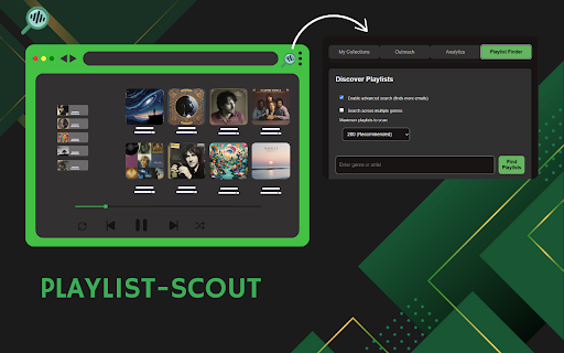 PlaylistScout - Spotify Email Finder :: Find emails and Instagram handles from Spotify playlist descriptions for music promotion.