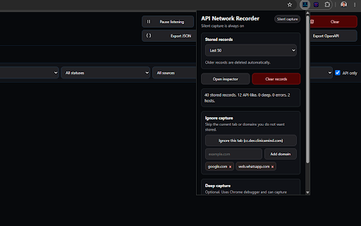 API Network Recorder :: Capture authorized API requests and responses for debugging, documentation, and API analysis.