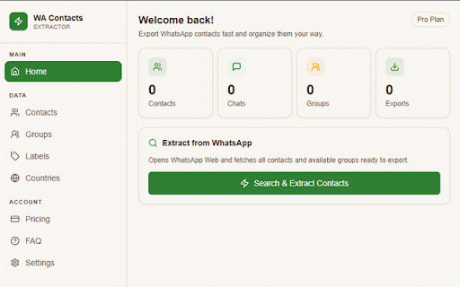 WA Contacts Extractor :: Extract, organize, and export WhatsApp contacts from groups and chats. Local-first, private by design.
