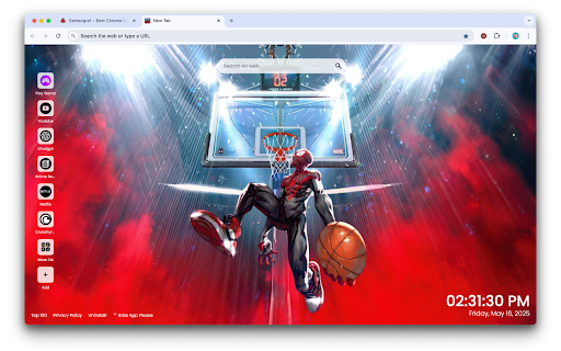 Spider-Man Basketball Live Wallpaper :: Swing into action with Spider-Man Basketball Live Wallpaper–a dynamic chrome wallpaper with smooth animation and lightweight design