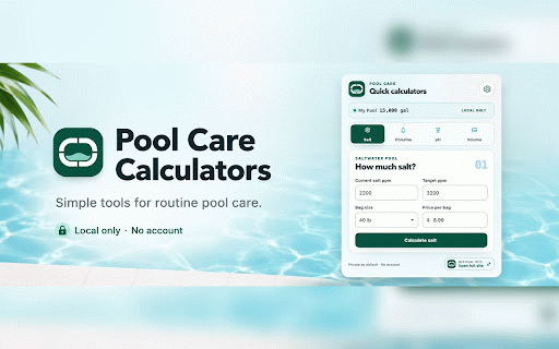 Pool Care Calculators :: Fast, private pool salt, chlorine, pH, and volume calculations.