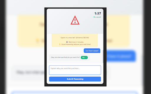 AI'nt Buying It :: Blocks purchase pages until you convince the chatbot to let you buy.