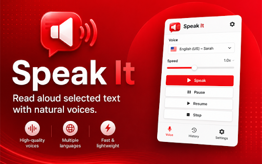 Speak It :: Speak It – Text to Speech to read aloud selected text on any website.