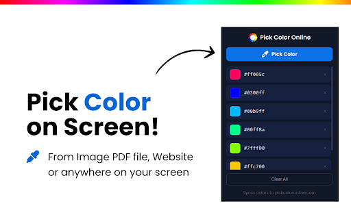 Pick Color Online :: Pick colors from your screen using the EyeDropper API. Syncs with pickcoloronline.com.