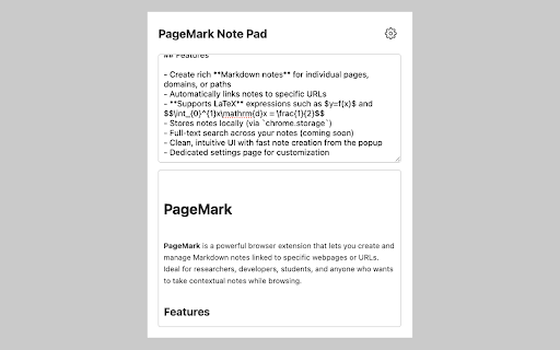 PageMark :: A browser extension that allows you to take markdown and LaTeX notes on websites.